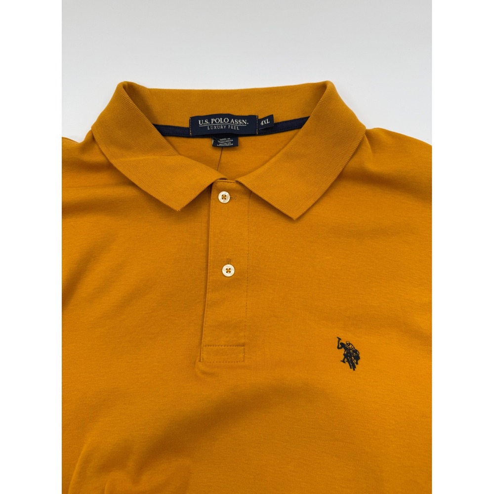 US Polo Assn Luxury Feel Mustard Yellow Polo Shirt Mens 4XL Big & Tall NWT